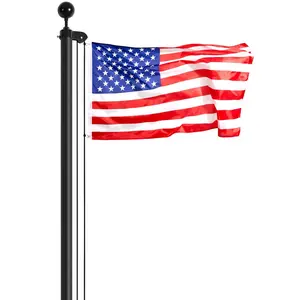 25FT Heavy Duty Aluminum Detachable Flagpole Kit for American Flags - Black Finish