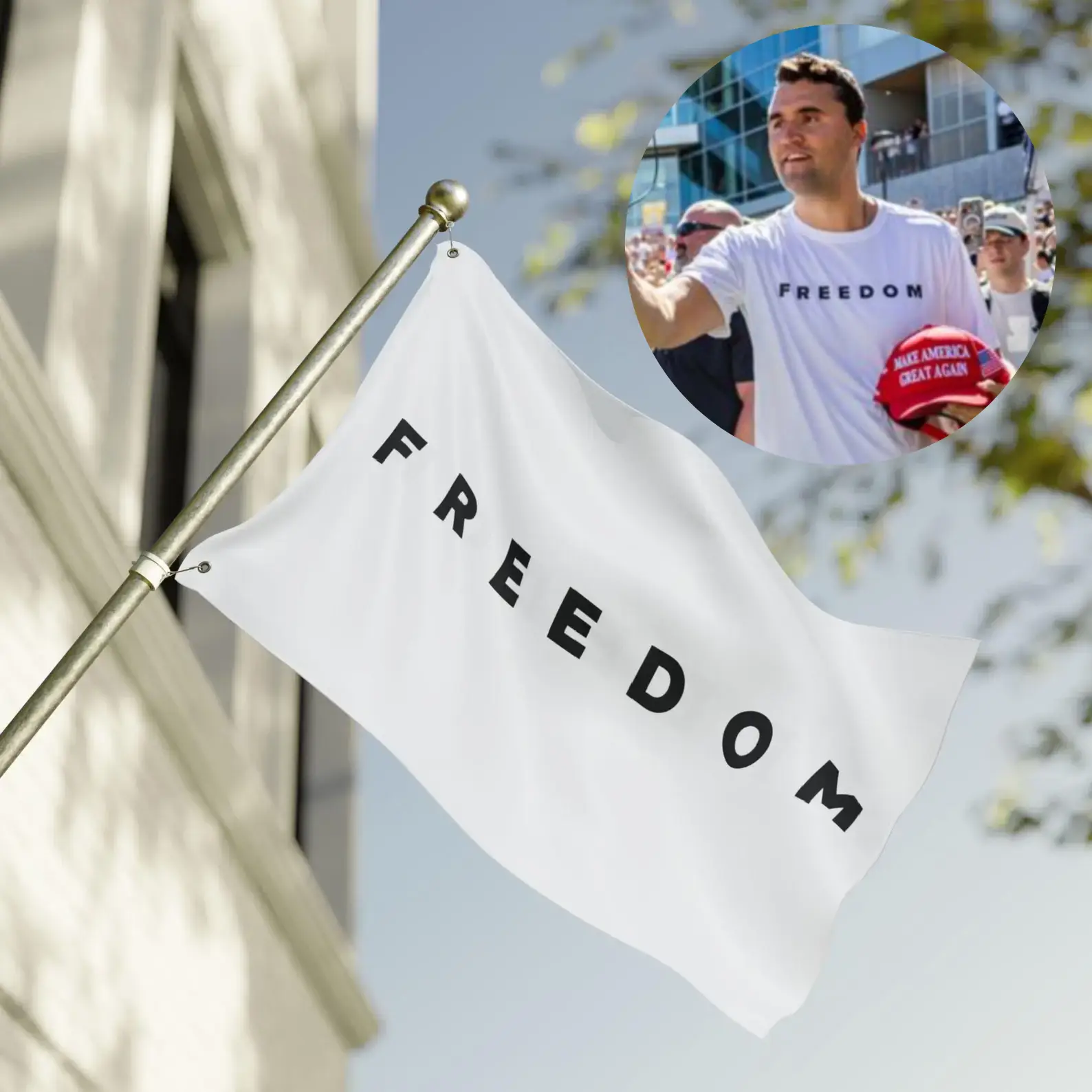 Freedom Kirk Memorial Flag Black and White Kirk Memorial Canvas Flag (No flag Stick Included)