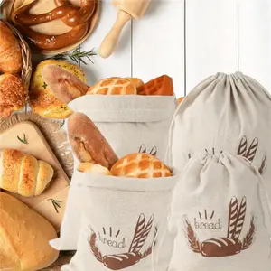 4Pack Reusable Linen Bread Bags with Drawstring, Bags for Bread, Baguette, Homemade Bread and Other Foods, Also Fruit and Vegetable Bags 2 Sizes (9.8x11.8in/11.8x15.7inch) - Home Improvement.