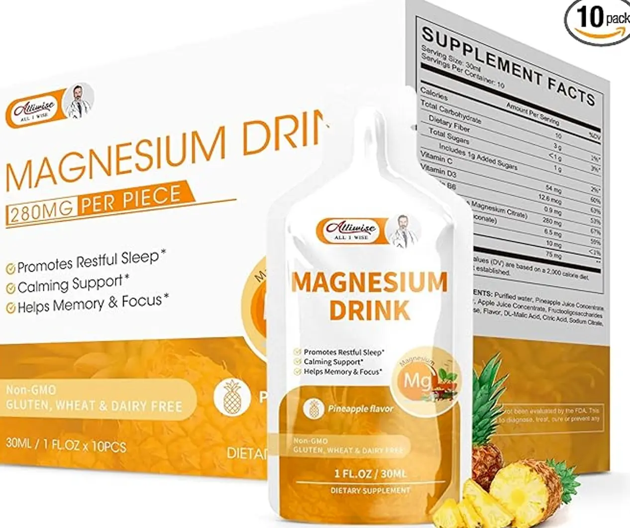 Magnesium Citrate Liquid Magnesium Drink Oral Solution with Vitamin, Zinc & Sodium Bromelain, Essential Magnesium Supplement Support Immune,