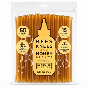 Bees Knees Raw Honey Sticks, 50 Count - Made with Wildflower Honey, Perfect for Tea, 15 Calories Per Serving - Unfiltered, Unprocessed, Undeniably Delicious, Bulk Single Serve Honey Straws