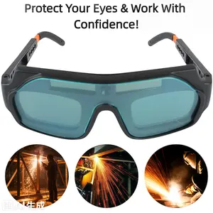 Auto Darkening Welding Goggles, Solar Powered True Color Welding Safety Glasses, Comfortable Eye Protection Welding Mask with Adjustable Legs, Anti-Flog Anti-Glare Eyes Protector for Welders & Grinding