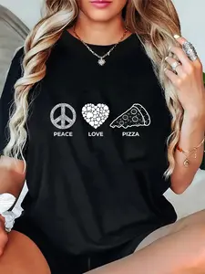 100% Cotton Pizza Foodie Pizzaholics Italian Food Clothing Peace Love Pizza Pizza Lover Pizza Maker T-Shirt