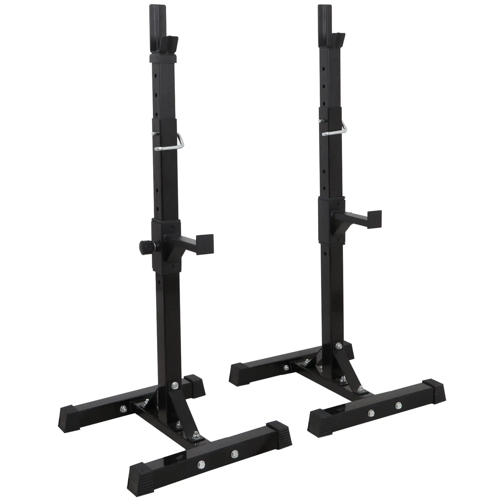 SUPERDEAL Sturdy Steel Squat Barbell Stand Pair - Adjustable Height 40 in-66 in Racks, Rubber Ends, Spotters, 550 Lbs Capacity, Home Gym Equipment for Weight Training,summerwins