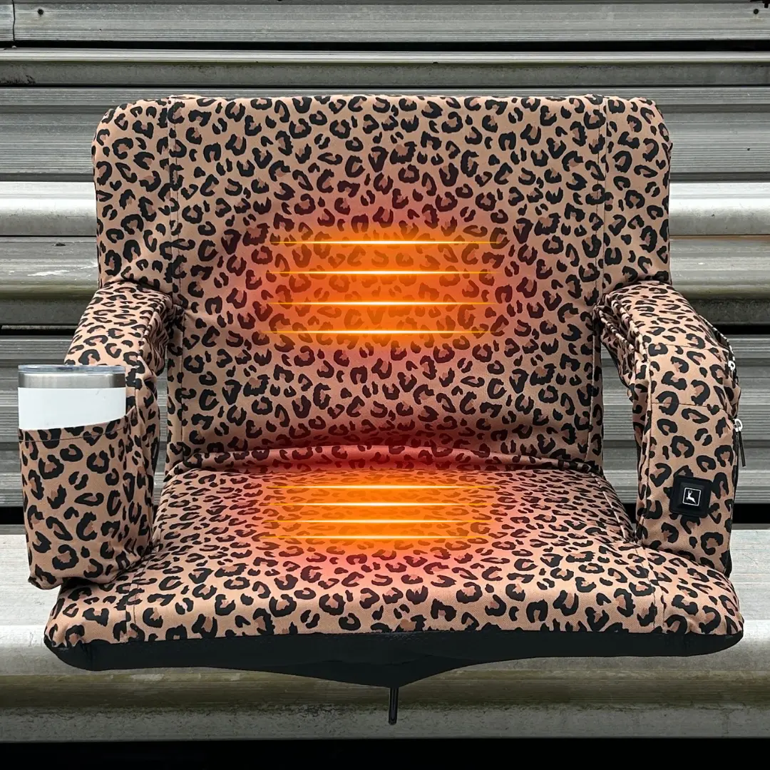 Heated Leopard 23" Stadium Seat with Armrests