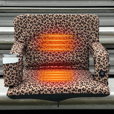 Heated Leopard 23" Stadium Seat with Armrests