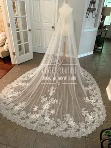 Style RV16 Pearl Beaded Chantilly Lace Royal Veil