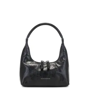 MARGESHERWOOD Hobo Mini Bag in Black Pull Up Crinkle