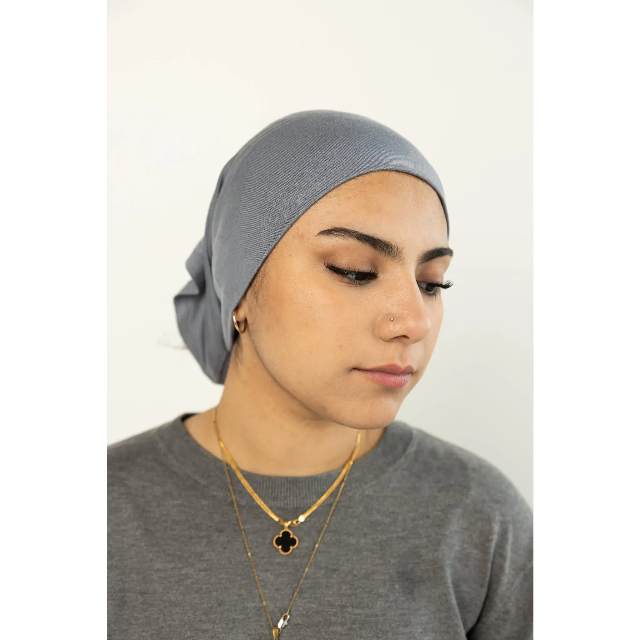 Jersey Under Scarf Tube Cap - Denim Blue