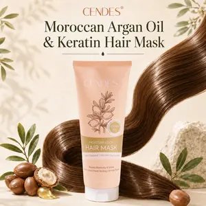 CENDES Moroccan Argan Oil & Keratin Hair Mask for Dry, Damaged Hair – Volumizing Intensive Repair, 5-Minute Deep Conditioning, Moisture Lock + Strengthen – with Plant Extracts – for Him & Her – 8 Fl Oz