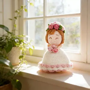 Handmade Crochet Reversible Bouquet Flips to Cute Amigurumi Doll, Artificial Flower Bouquet, Mother's Day Birthday Gift for Her, Room Decor