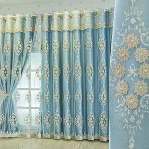 Embroidered Curtain, 1 Count Exquisite Double Layer Curtain with Yarn Curtain, Window Screening, Home Decoration Curtain for Home Living Room Bedroom Decor