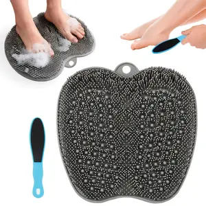 Shower foot scrubber with suction cup, non-slip foot cleaning massager, exfoliating foot brush for shower, removes dead skin, suitable for shoe sizes 5-12, Bath