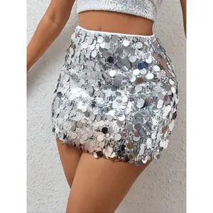 Women's Crystal Glitter Mini Skirt - Sexy Tight Beach Party DressRAIMENTRY