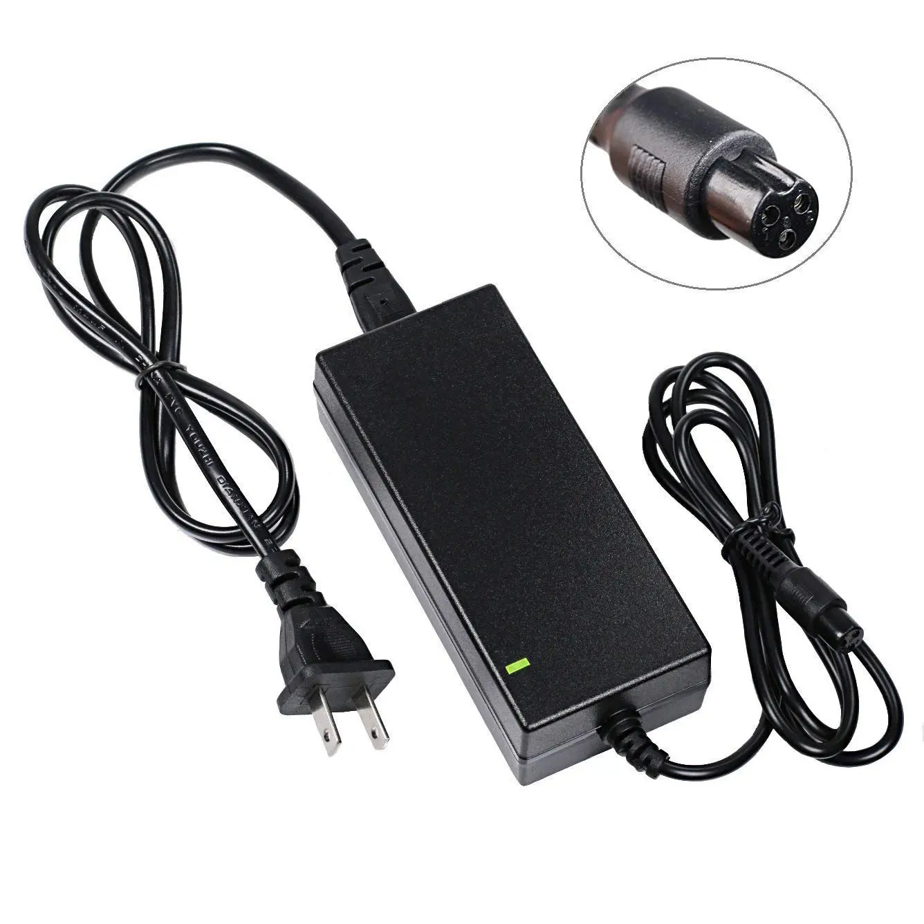 42V 2A Electric Scooter Charger - 3-Prong Inline Connector, LED Indicator, Fast Charging Adapter for Razor Pocket Mod, Dirt Quad, Sports Mod, Commuting Scooters