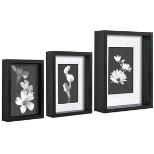 Americanflat Picture Frames Set of 3 with Mats Nested Design Modern & Traditional Decor for Wall and Room Artwork