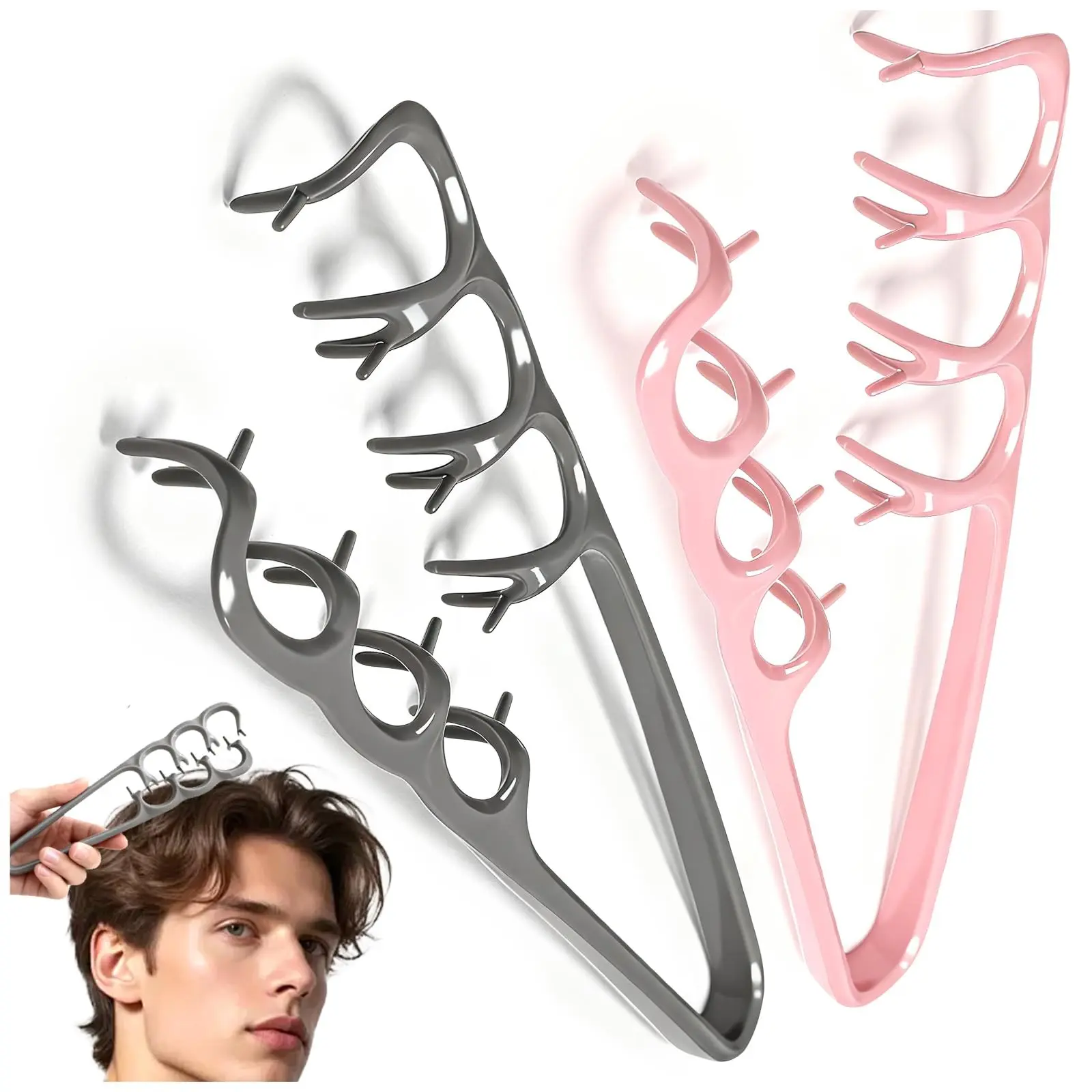 Hair Comb Wide Tooth Texture Styling Comb 2 Pcs Set Fluffy Volumizing Root Hair Shaping Fringe Parting Curly Grooming Tool Casual Modern Daily Style for Home Salon Daily Hair Styling for Men Women