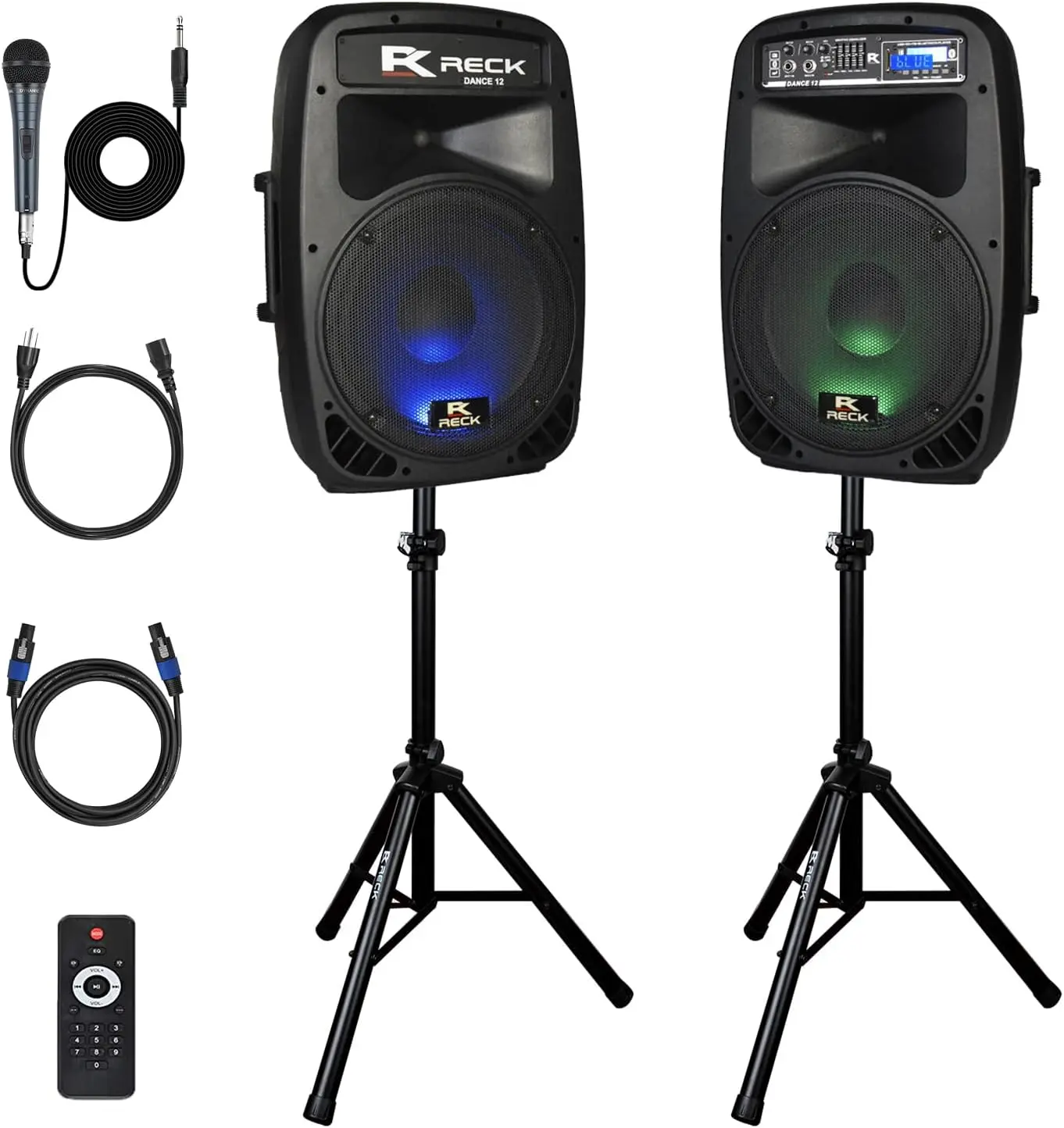 PRORECK Dance 12 Portable Bluetooth PA Speaker System with Dual 12-Inch Speakers, 540W Peak, USB/SD/FM Radio, Remote Control