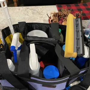 Multiple colors wear-resistant cleaning bags for cleaning cars cleaning tools storage bag with 5 foldable dividers storage bag durable shoulder strap