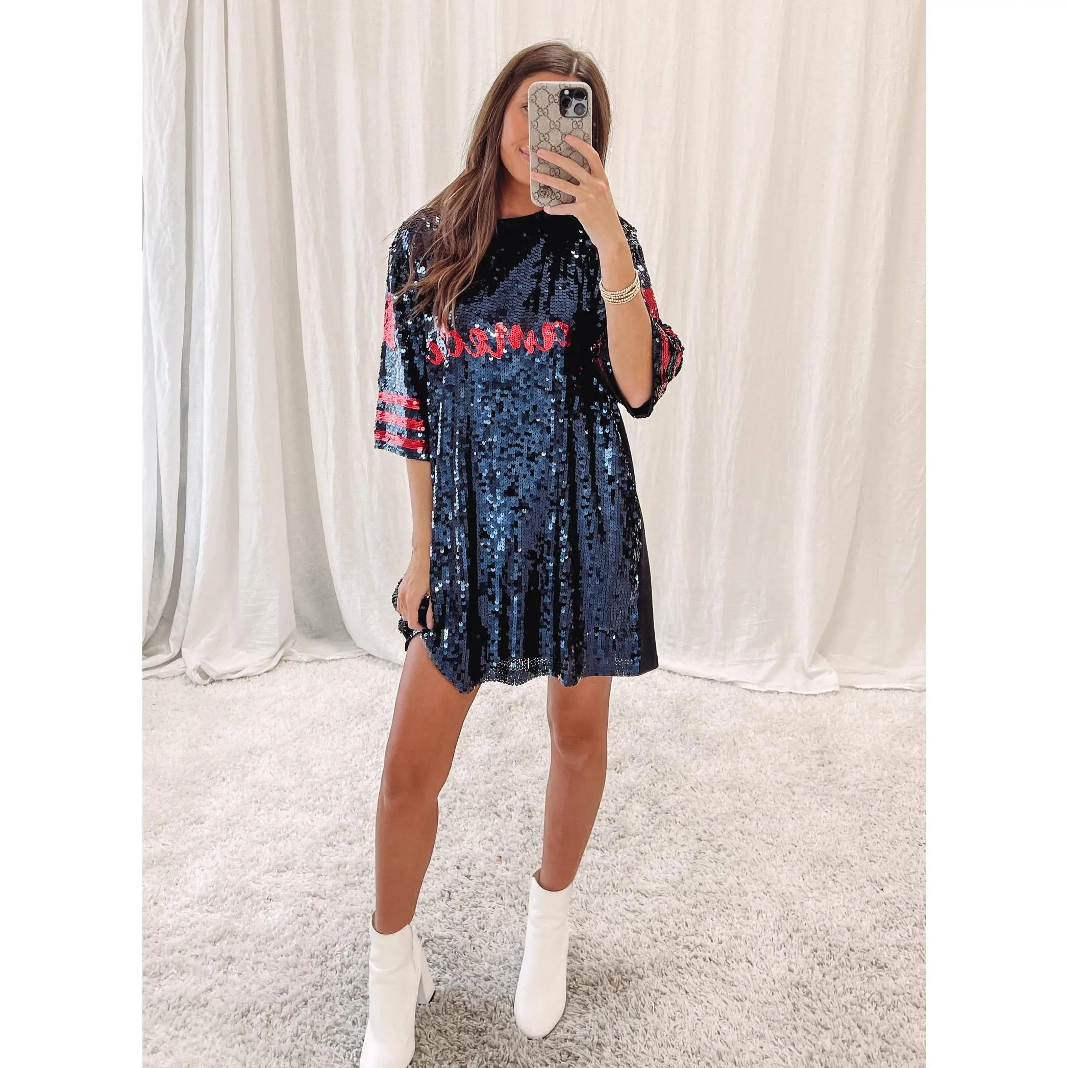 Sparkle Jersey - Navy + Red