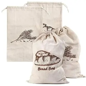 Reusable Beeswax Bread Storage Bags 2-Packs Linen for Homemade Container Unbleached Natural Large for Artisan Roll Loaf Baguette Storage with 2 Bread Clips