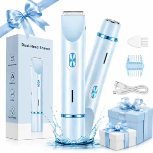 Women's Rechargeable 2-in-1 Electric Bikini Trimmer, Painless Dual Heads Shaver for Face & Underarms, Waterproof USB Cordless Razor for Body & Pubic Hair (Portable Summer Gift for Home & Vacation)#bikinitrimmer #hairremoval #summer wins#painlessshaving
