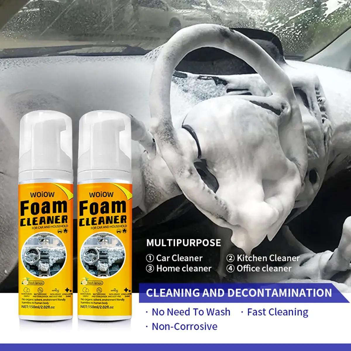 All-Around Foam Cleaner - Car Care Interior Care - Effective Stain Remover for Car Seats, Carpets, and Upholstery - Gentle, Non-Toxic, and Easy to Use