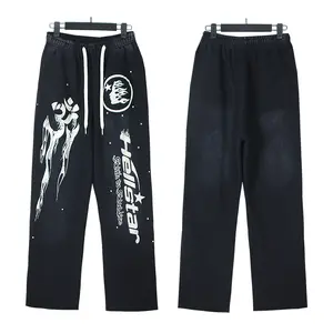 Men Women Hell Washed Aged Stu Casual star Trousers Pants Black