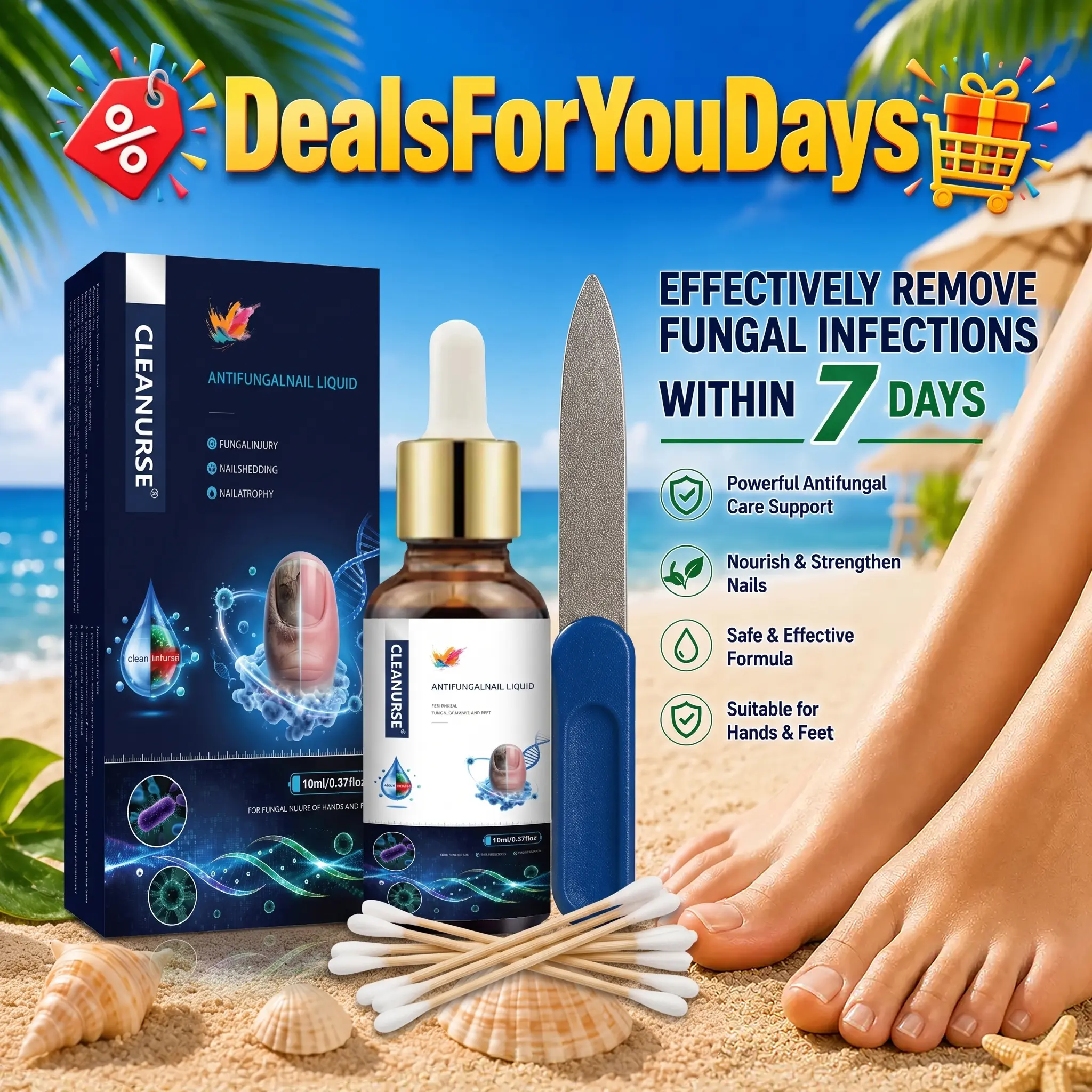 Cleanurse Extra Strength Toenail Fungus Treatment, Antifungal Solution for Toenails & Fingernails, Triple Action Formula to Remove Fungus, Repair Damaged Nails, 1/2/3 Boxes Healing Natural Therapeutic Nail Care