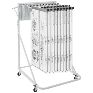 VEVOR Mobile Blueprint Storage Rack, TikTokShopBlackFriday, Plan Holder with 12 Pivot Brackets, Mobile Blueprint Holder Adjustable Height & Length, Poster Display Rack for Office and Home (Rack Only Without Clamps)