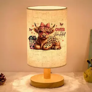 This ambient table lamp, Decorative gentle lamp, features a cute cow wearing heart-shaped glasses and a leopard print design, powered by USB, suitable for home decor and a perfect gift for family and friends during Valentine's Day, Christmas