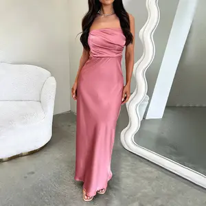 YJ25003PFO-Women's Plain Off-shoulder Sheath Bodycon Satin Long Maxi Party Dress Solid Evening Elegant Gown