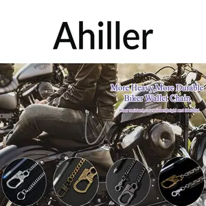 Ahiller men's accessories Original Dark Gothic Buckle Chain Trouser Chain Keychain Punk Fashion Chain Accessories Jeans Western Pants Damage Resistant Design PU Coating Durable never lost keychain Long Keychain Fashion Knights Pocket Chain and Belt Chain
