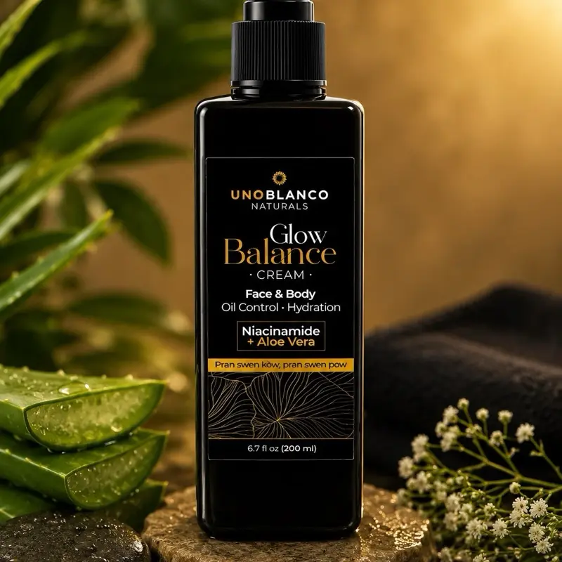 UnoBlanco Naturals Glow Balance Face & Body Cream – Niacinamide + Aloe Vera (200 ml)