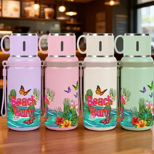 1pc 20oz 316 Stainless Steel Tumbler Tropical Beach Bum Butterflies and Flowers Print 316 Stainless Steel Cup Suitable for gifts for friends, colleagues and relatives, Suitable for Sports, Fitness, Outdoor Trave