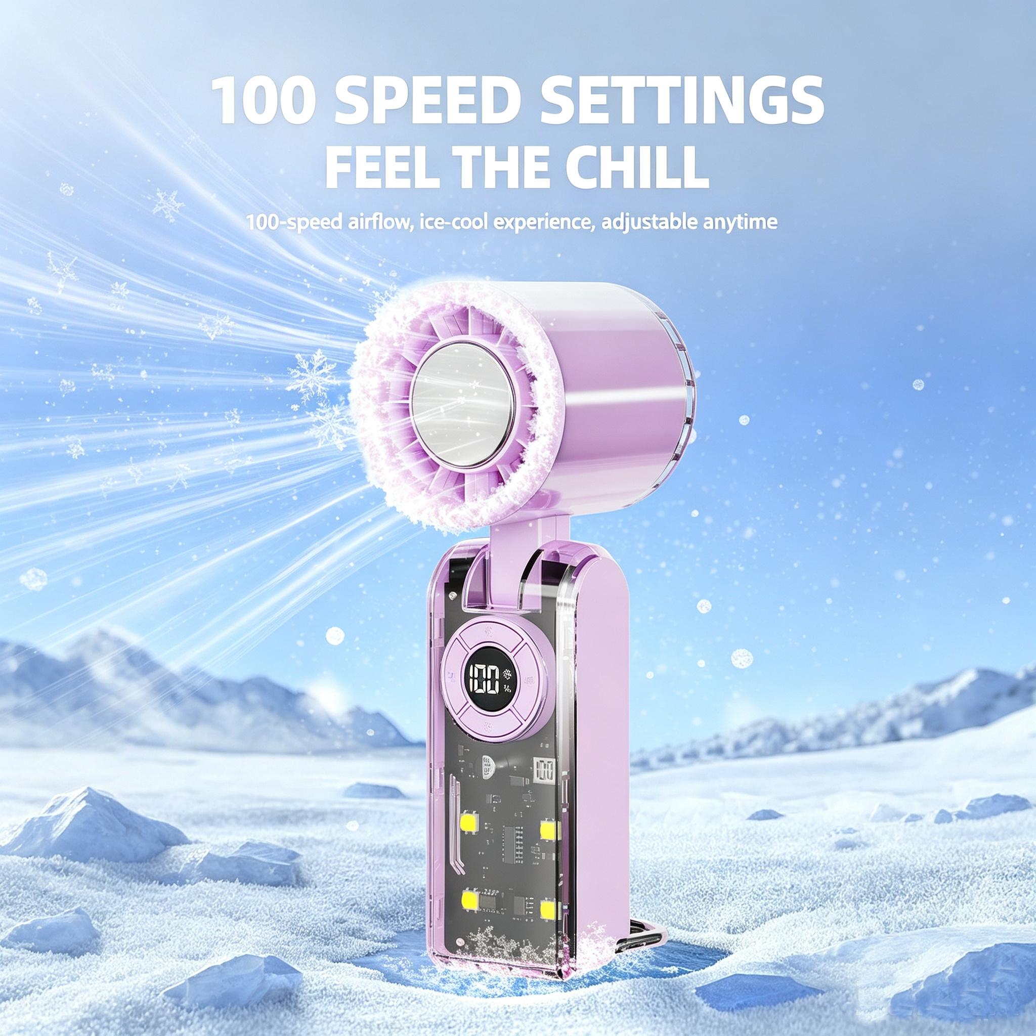 Foldable Ice Compress Handheld Cooling Fan Foldaway Portable Fan Portable Camping Fan