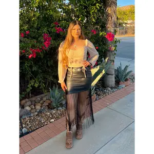 Teresa Leather Fringe Skirt