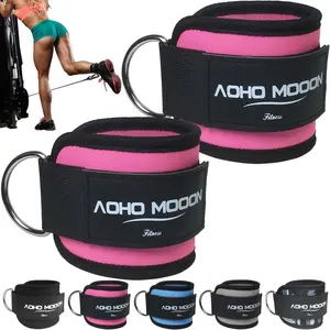 Comfortable Adjustable Padded Ankle Wrist Cuffs Neoprene Padded Straps D-Ring Glute Kickback for Cable Machine, Ideal for Glutes Exercises AOHO MOOON