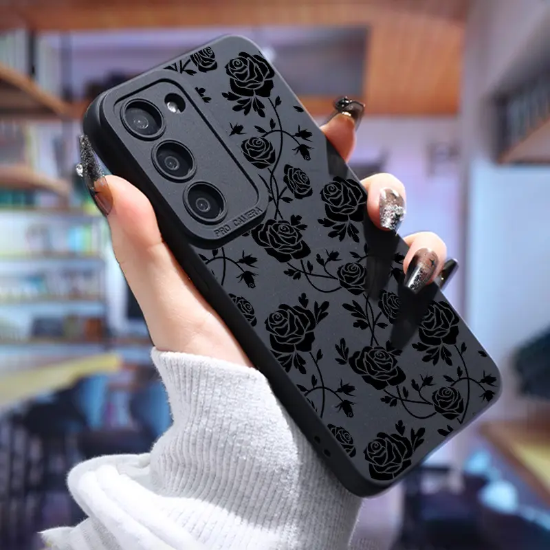 Luxury Floral Print Plastic Phone Case for Samsung Galaxy Series (S26, S25 Ultra, S25 Plus, S24+, S23, S22) - Slim Fit, Protective, Flexible, Shock-Absorb, Precise-Fit Back Cover, Mobile Phone Accessory, Accessories
