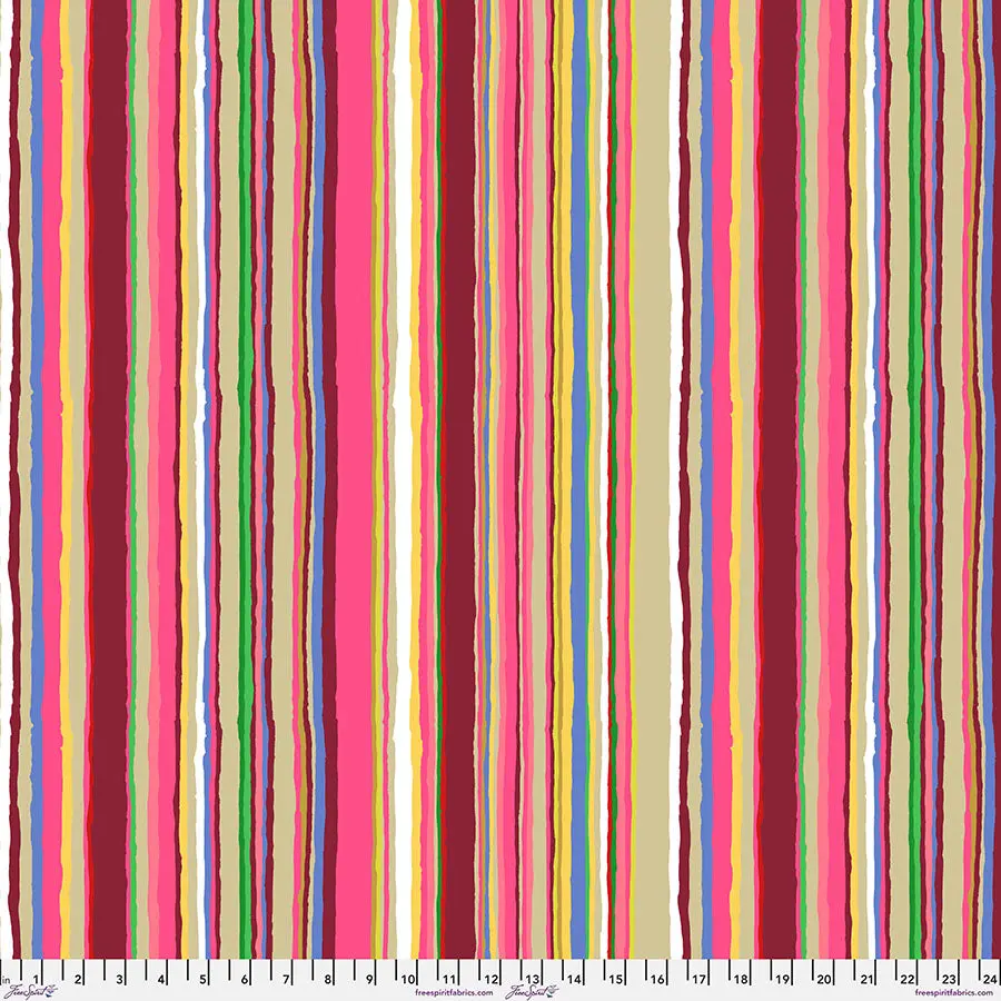 Fabric FreeSpirit Magenta Echo Stripe Kaffe Fassett Collective February 2026 by the Quarter Yard PWGP209.MAGENTA
