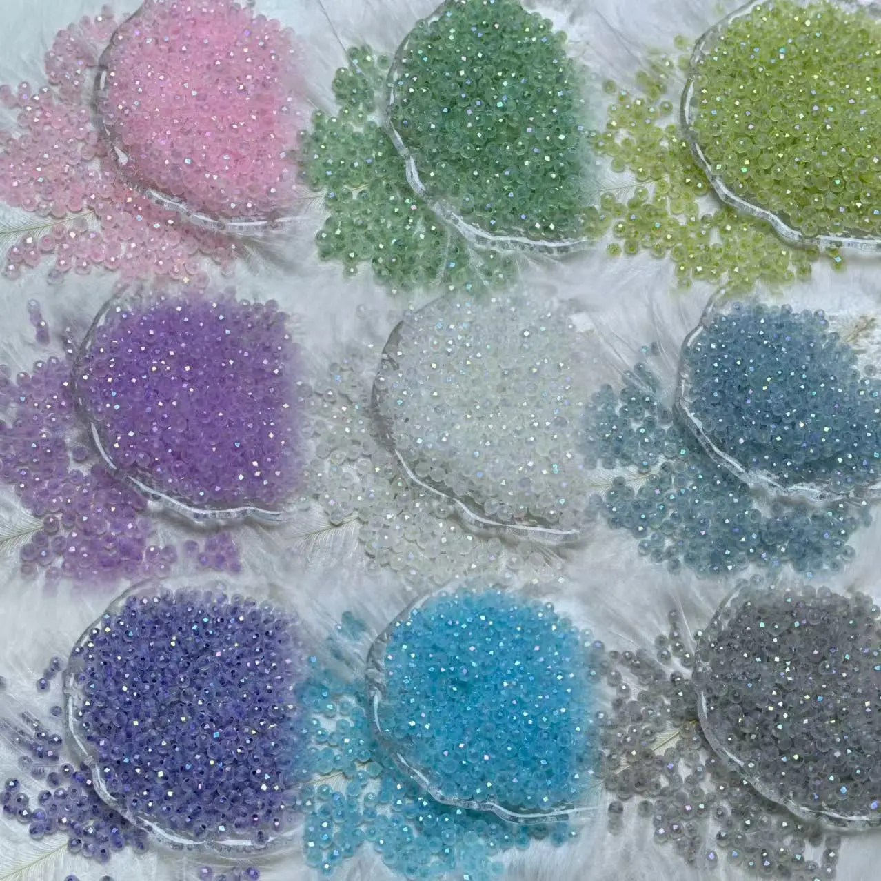 【AY1-20】4mm Inside‑Colored Electroplated Faceted Disco Glass Beads for Bead Stringing