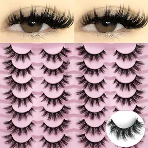 14 Pairs Reusable False Eyelashes, D Curl Natural Volume, Cat Eye Look, Beginner Friendly, 3D Strip Lashes, Makeup, Amplify Eyes Naturally