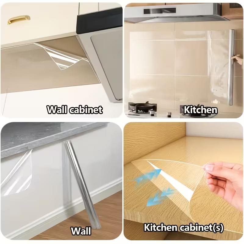 High-definition transparent oil-resistant protective film, removable with static adsorption, suitable for cabinets and wall coverings | Washable wallpaper, suitable for countertops/wood surfaces, desks self-adhesive peel