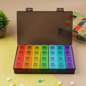 Monthly  Pill Storage Box, 1 Count Colorful Portable Pill Vitamin Medicine Organizer, Supplement Organizer, Pill Storage Box for Home Office Travel