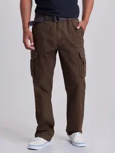 Survivor Cargo Pants for Men Relaxed Pants – Cotton Twill Vintage Wash Utility Workwear Trousers with Belt, Multi-Pocket Everyday Streetwear Pants