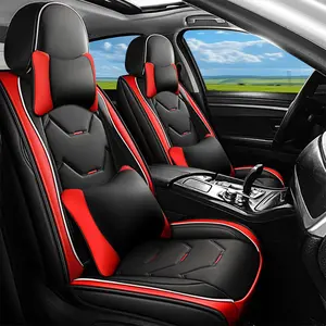 OTOEZ PU Leather 5-Seats Car Seat Covers Full Set with 4 Pillows Waterproof Seat Protector Car Seat Cushions Girly Cute Car Accessories Luxury