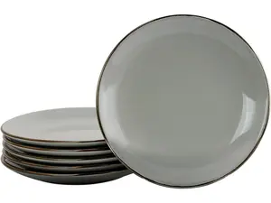 Elama Tahitian Sand 6-Piece Salad Plate Set, Light Grey Elama Tahitian Sand 6-Piece Salad Plate Set, Light Grey