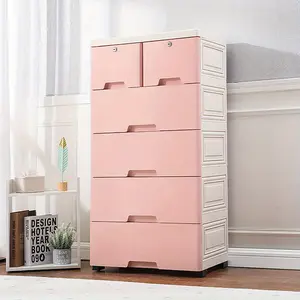 Home Essentials 6 Closet Drawers Organizer Storage Plastic Cabinet Dresser Clothes Bedroom Pink