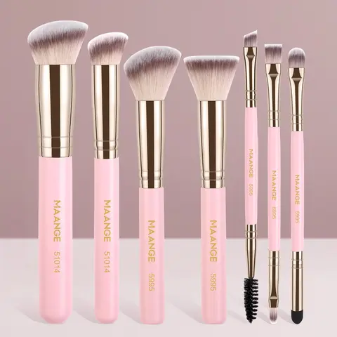 7-Piece Professional Makeup Brush Set for Face Makeup, Soft-Bristle Brushes with Comfortable Grip for Beginners, Cosmetic Makeup Brush Kit, Cosmetics Makeup Tools, Cosmetics Brushes Set Brush Combo