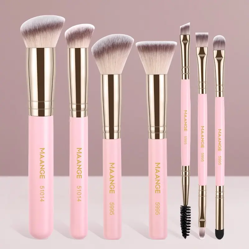 7-Piece Professional Makeup Brush Set for Face Makeup, Soft-Bristle Brushes with Comfortable Grip for Beginners, Cosmetic Makeup Brush Kit, Cosmetics Makeup Tools, Cosmetics Brushes Set Brush Combo